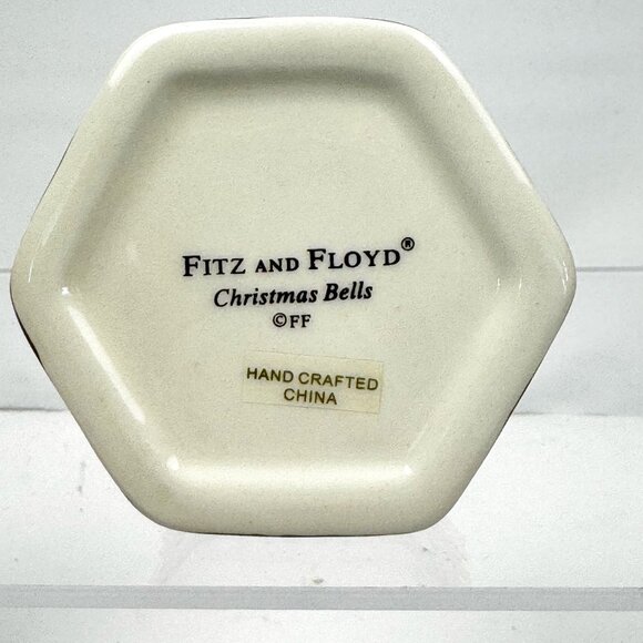 Fitz and Floyd Christmas Bells Hinged Trinket Box Holiday Ceramic Candy Jar Hand - Picture 12 of 12